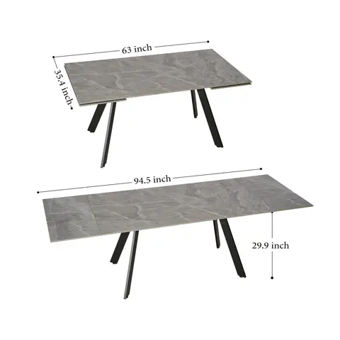 63″-95″ Extendable Sintered Stone Dining · 383 - view 2