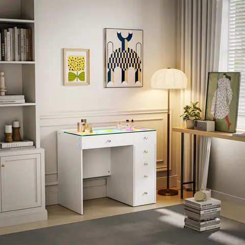 VANITII Mini Diana Vanity Desk, 6 Drawers, view 4 de 5