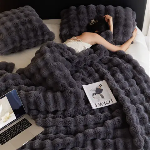 Teddy Fleece Sofa Blanket - view 2