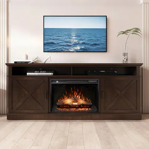 Fully Assembled 72" Melamine Veneer Fireplace - view 4