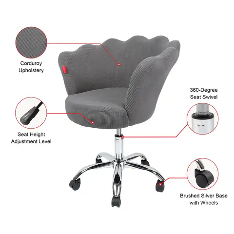 Anna Swivel Corduroy Vanity Chair - view 4