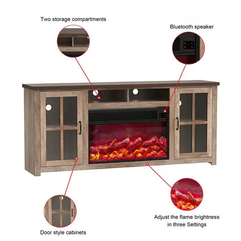Mueble de TV con chimenea eléctrica HZ03 · 414 - vista 4