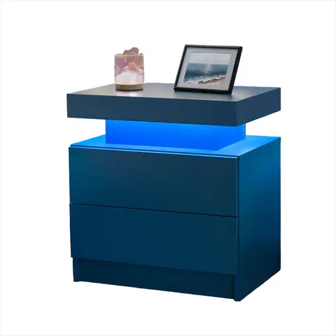Buró moderno con luz LED y 2 cajones - vista 5