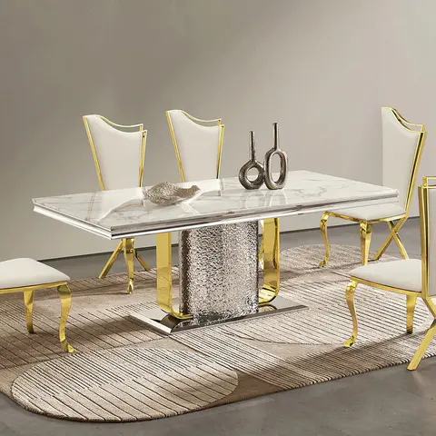 Durable Dining Table with Marble Top - view 1