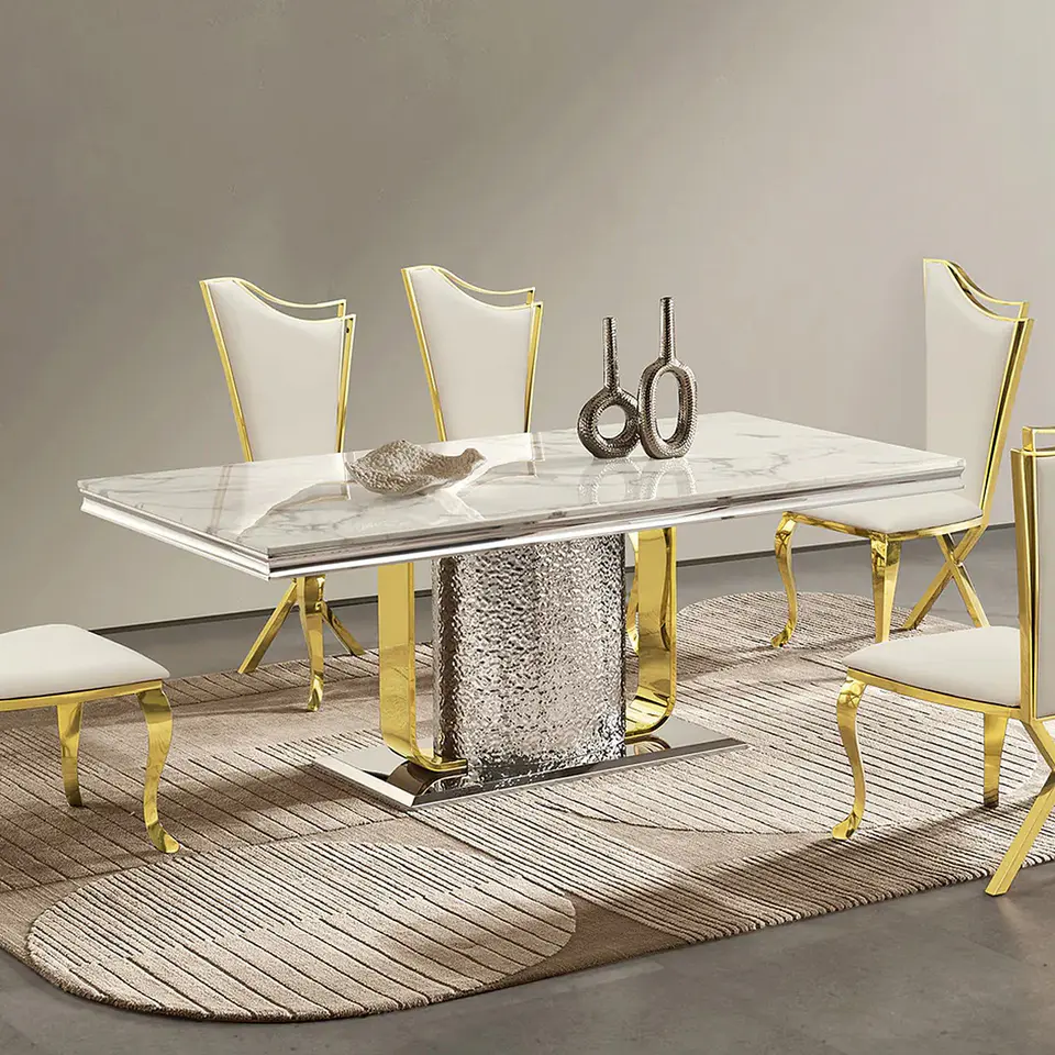 Durable Dining Table with Marble Top