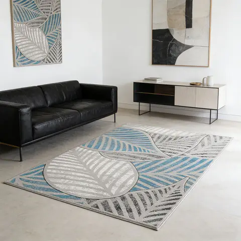 Alfombra moderna tejida en tonos neutros - vista 4