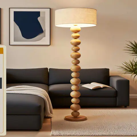 Wooden Ball String Floor Lamp - view 1
