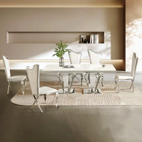 Modern Stainless Steel Dining Table - view 3