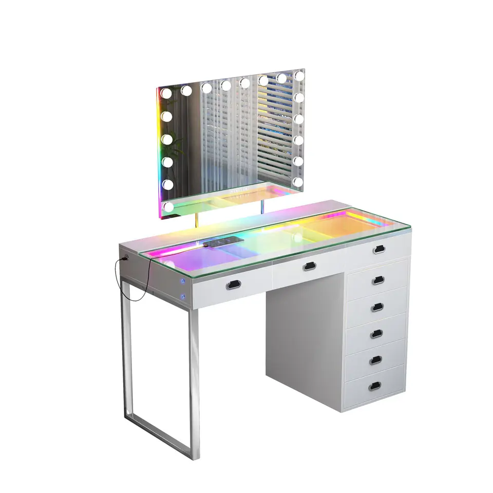 VANITII Chelsea Vanity Set with Hollywood Music Mirror