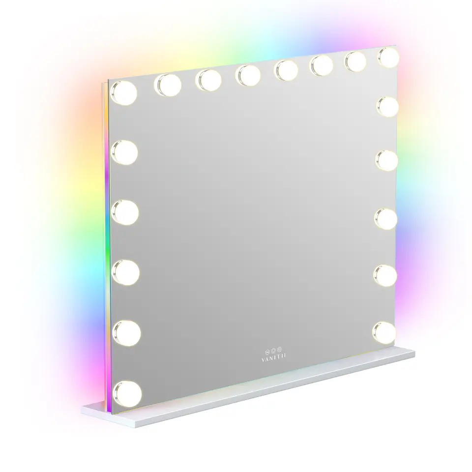 Espejo de tocador con 18 focos y luz RGB VANITII Mary
