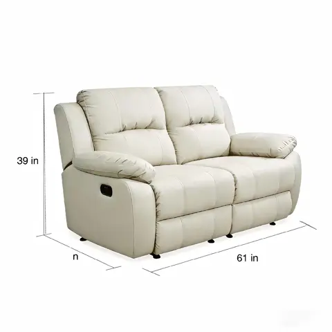 Lume Power Recliner 2-Seater Sofa in Ivory Faux - view 3