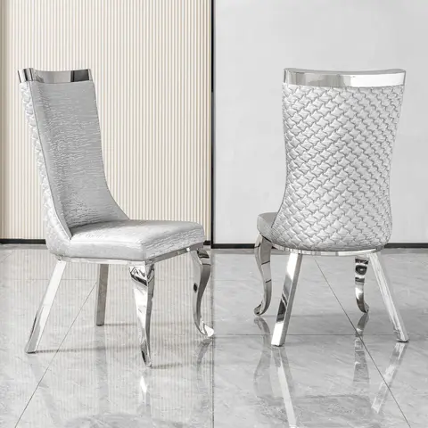 201 Stainless Steel Dining Chair-Modern High - view 2