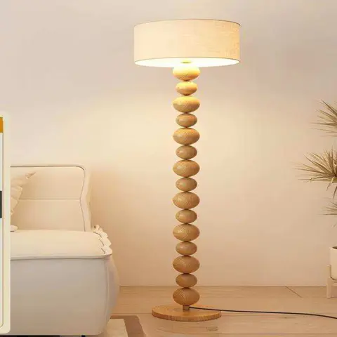 Wooden Ball String Floor Lamp - view 3
