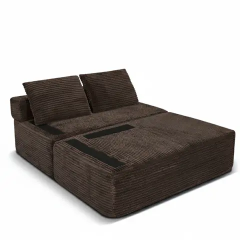 Modern Brown Corduroy Sectional Sofa - view 5