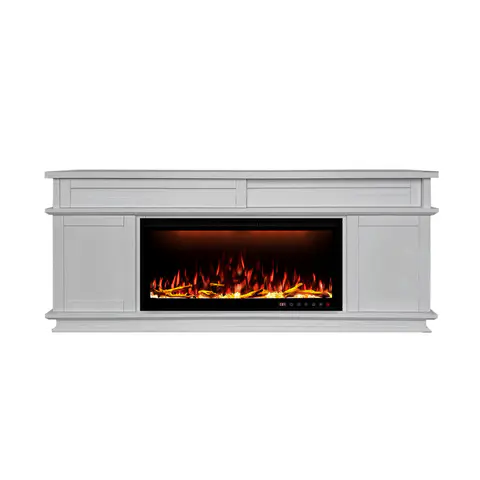 Fully Assembled 70" White Ash Veneer Fireplace - view 1