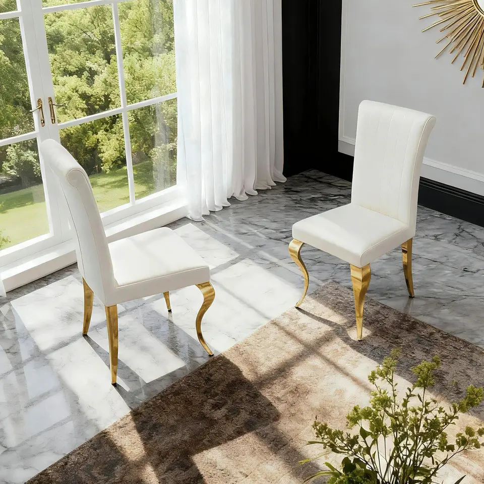 White Fabric Modern High Backrest Dining Chair