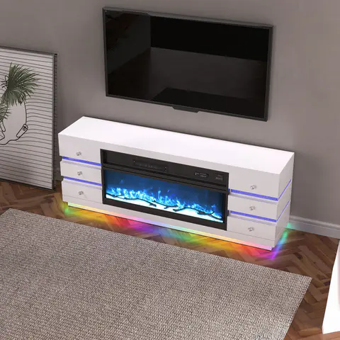 Fully Assembled 70" Multi-Flame Colors TV Stand, view 2 de 5