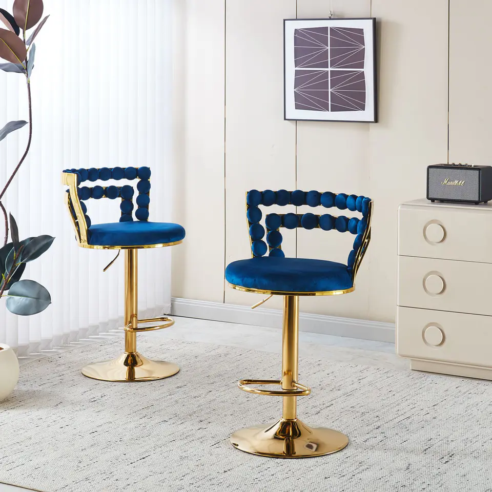 Modern Bar chair - Golden Iron Legs & Soft Cushions