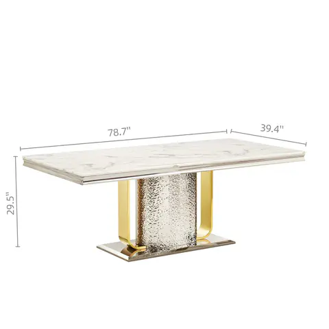 Durable Dining Table with Marble Top - view 4