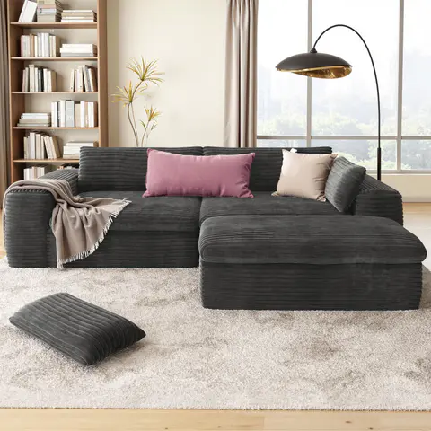 Sofá seccional modular en forma de L, gris · 332 - vista 5