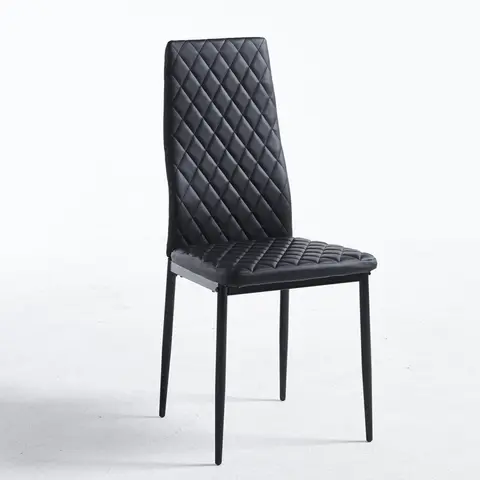 Black Quilted High-Back Dining Chairs - view 1