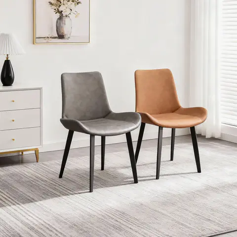PU Material Black Powder Coated Legs Dining - Dining Chairs & Stools