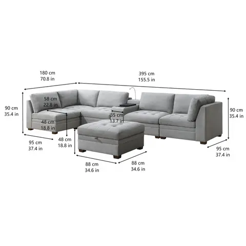 Tisdale Modular Sectional 7-piece Dark Grey - view 4