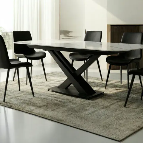 Extendable dining table with sintered stone top - view 4