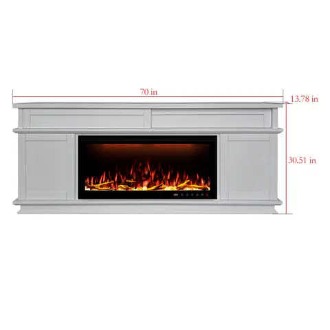 Fully Assembled 70" White Ash Veneer Fireplace - view 4
