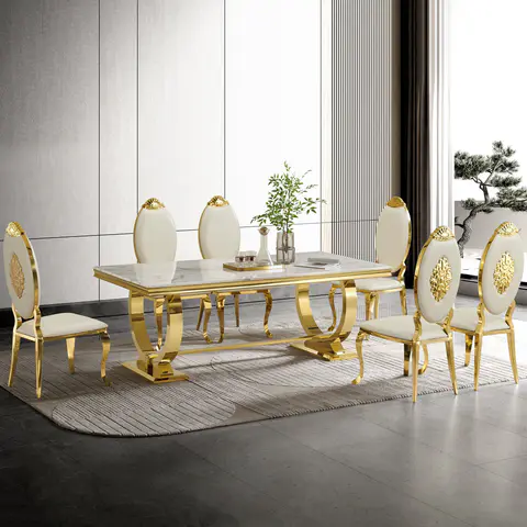 Modern Dining Table with 20mm Marble Top - view 4