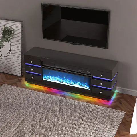 Fully Assembled 70" Multi-Flame Colors TV Stand, view 4 de 5