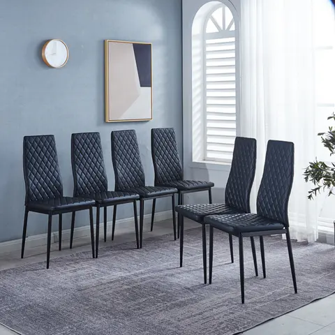 Black Quilted High-Back Dining Chairs - view 3
