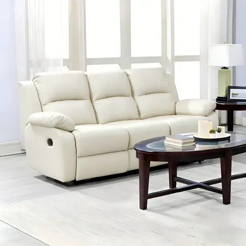 Lume Power Recliner 3-Seater Sofa in Ivory Faux - view 1