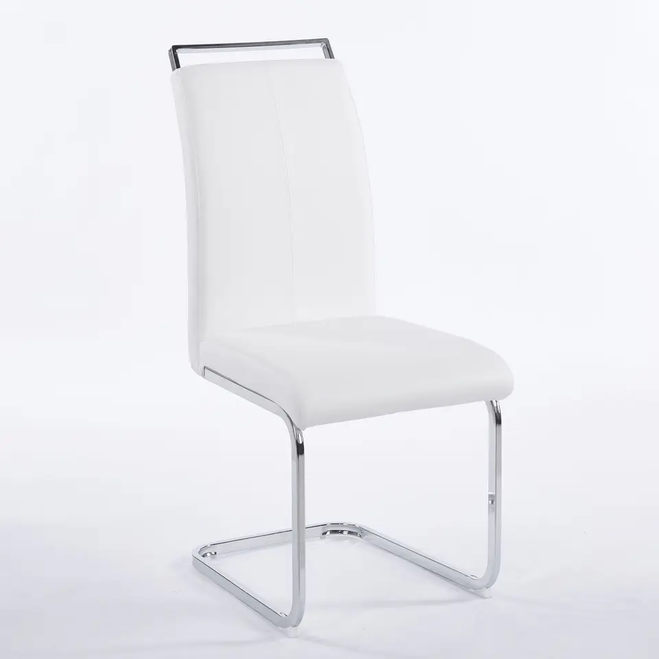 Contemporary Cantilever Dining Chair, Leather Upholstery with Chrome Metal Base · 241