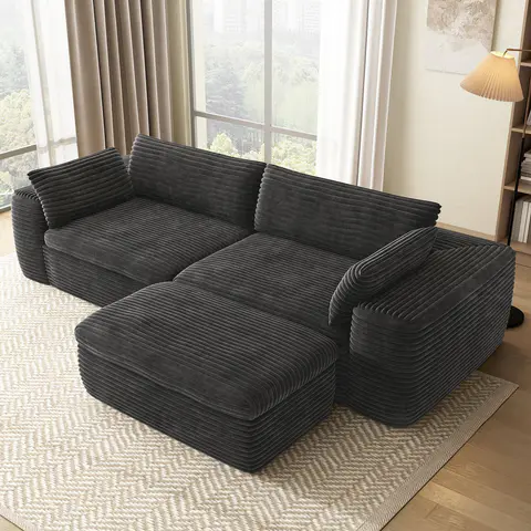 Sofá seccional modular en forma de L, gris · 332 - vista 4