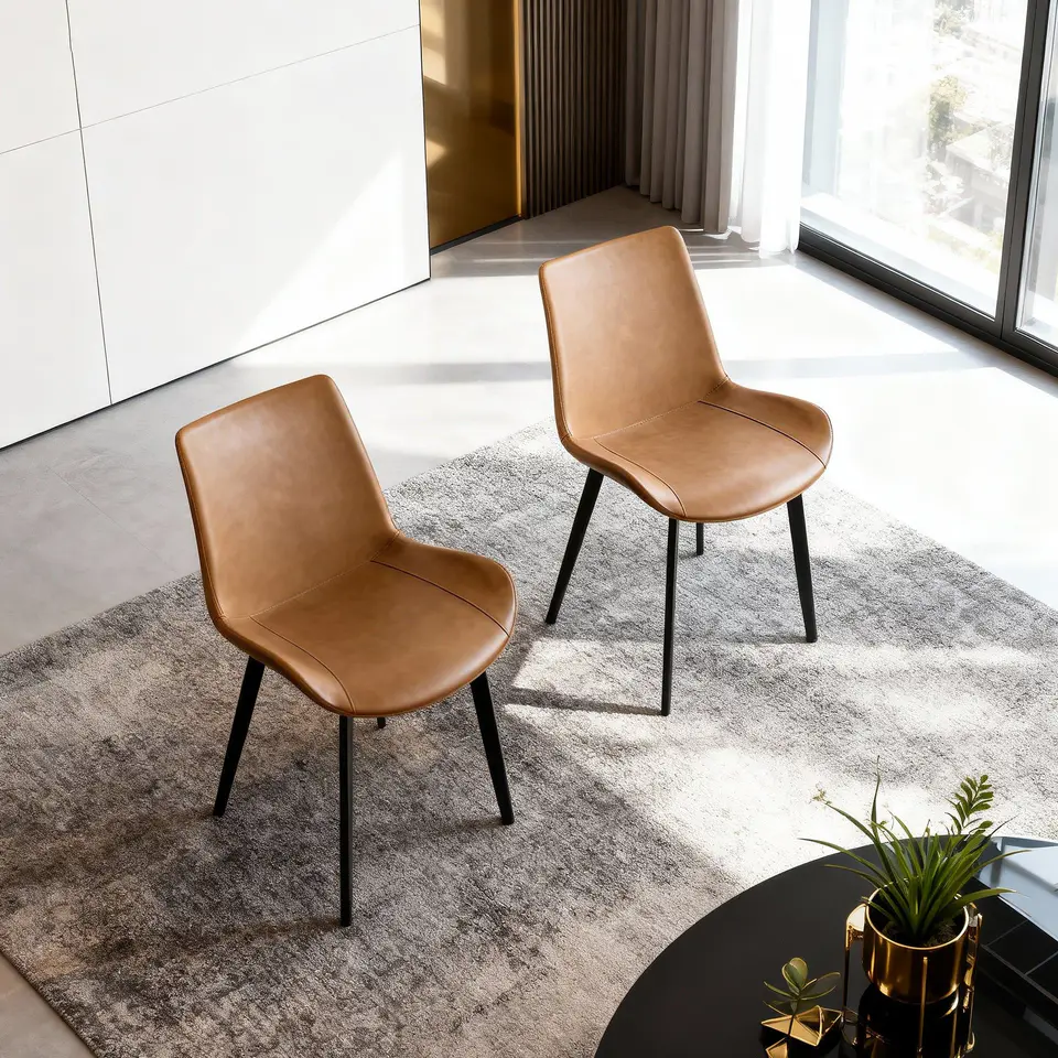 PU Leather Dining Chair with Metal Legs