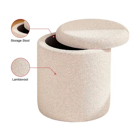 VANITII Lambswool Storage Stool, view 3 de 4
