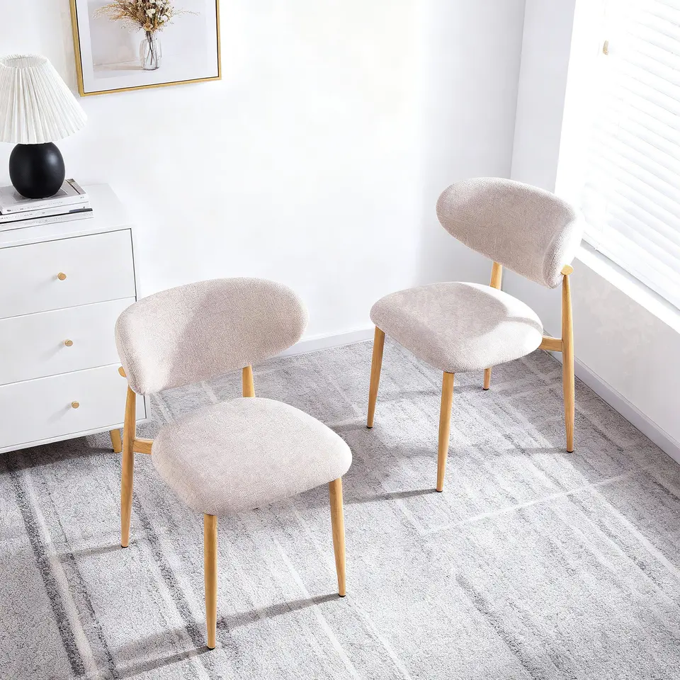 Steel Legs with Wood Grain Transfer Print Dining Chair