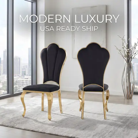201 Stainless Steel PU Luxury Upholstered - Dining Chairs & Stools