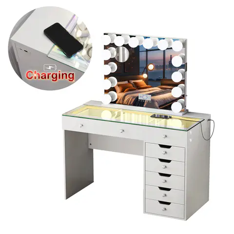 VANITII Diana Vanity Desk Set- 8 Storage Drawers - view 3