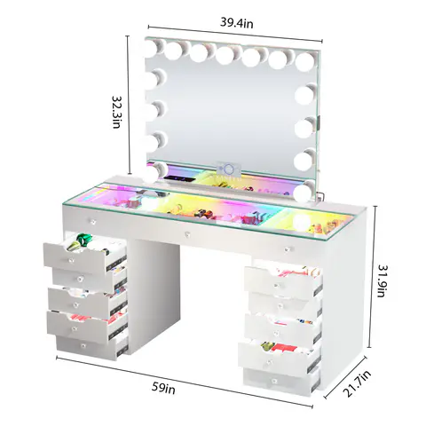 VANITII Eva-RGB Vanity Desk Set (Ref. 508), view 5 de 5
