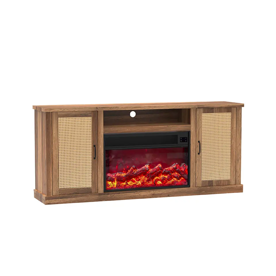 Fully Assembled 72" TV stand with an electronic fireplace · 415