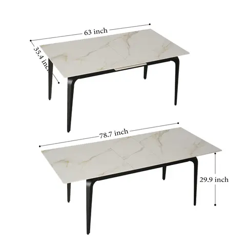 63″-79″ Extendable Sintered Stone Dining Table - view 2