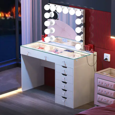 VANITII Diana Vanity Desk - 8 Storage Drawers - view 3