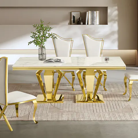 Modern Stainless Steel Dining Table - view 1