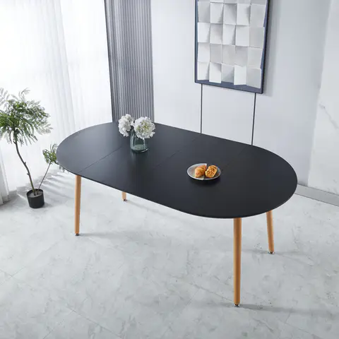 Black 71" Oval Extendable Dining Table - view 1