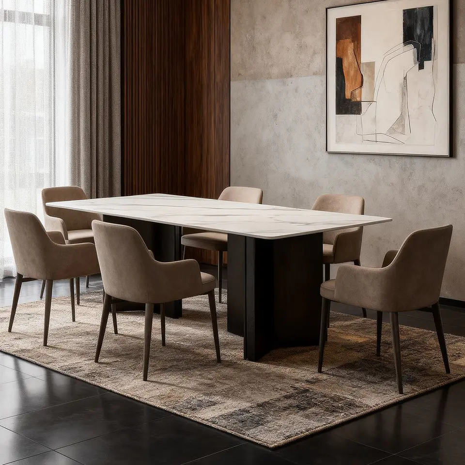 Rock plate dining table (Bright Light Snow Mountain Stone) · 434