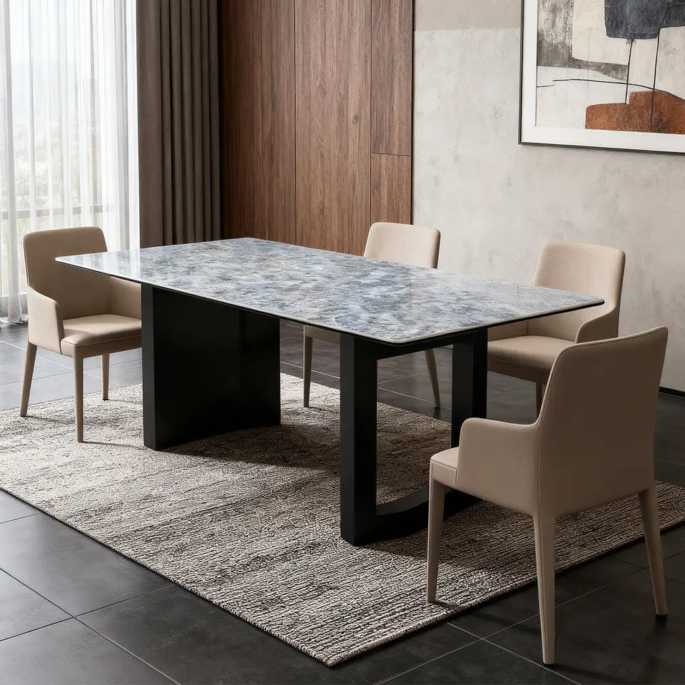 Rock plate dining table (Blue crystal) – Sun City Furniture El Paso
