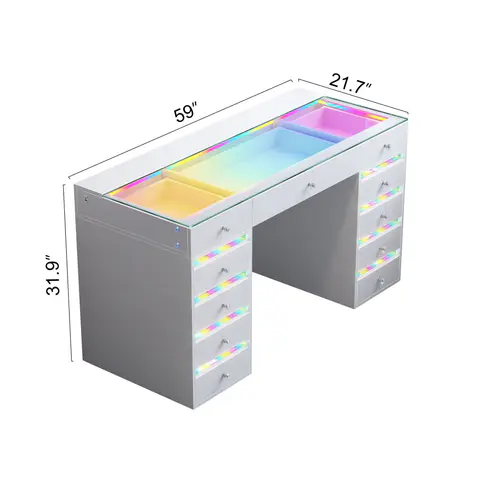 VANITII Fenair Vanity Desk with RGB light - view 5