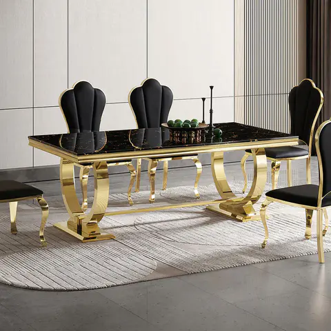 Modern Dining Table with 20mm Marble Top - view 1